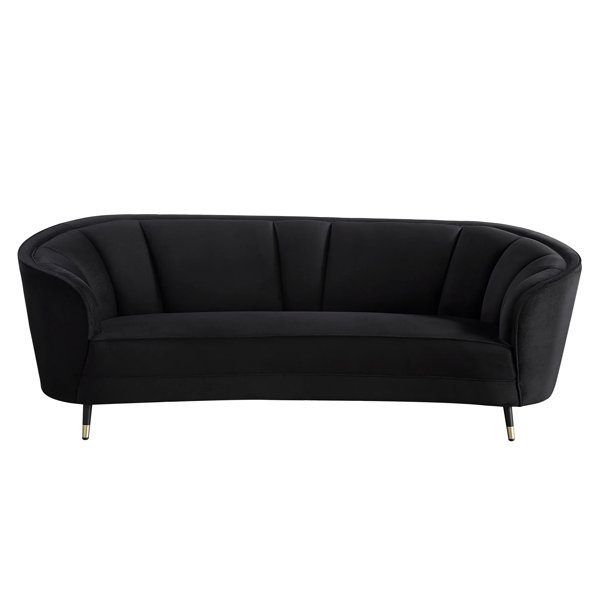 92" Black Velvet Sofa By Homeroots - Image 2