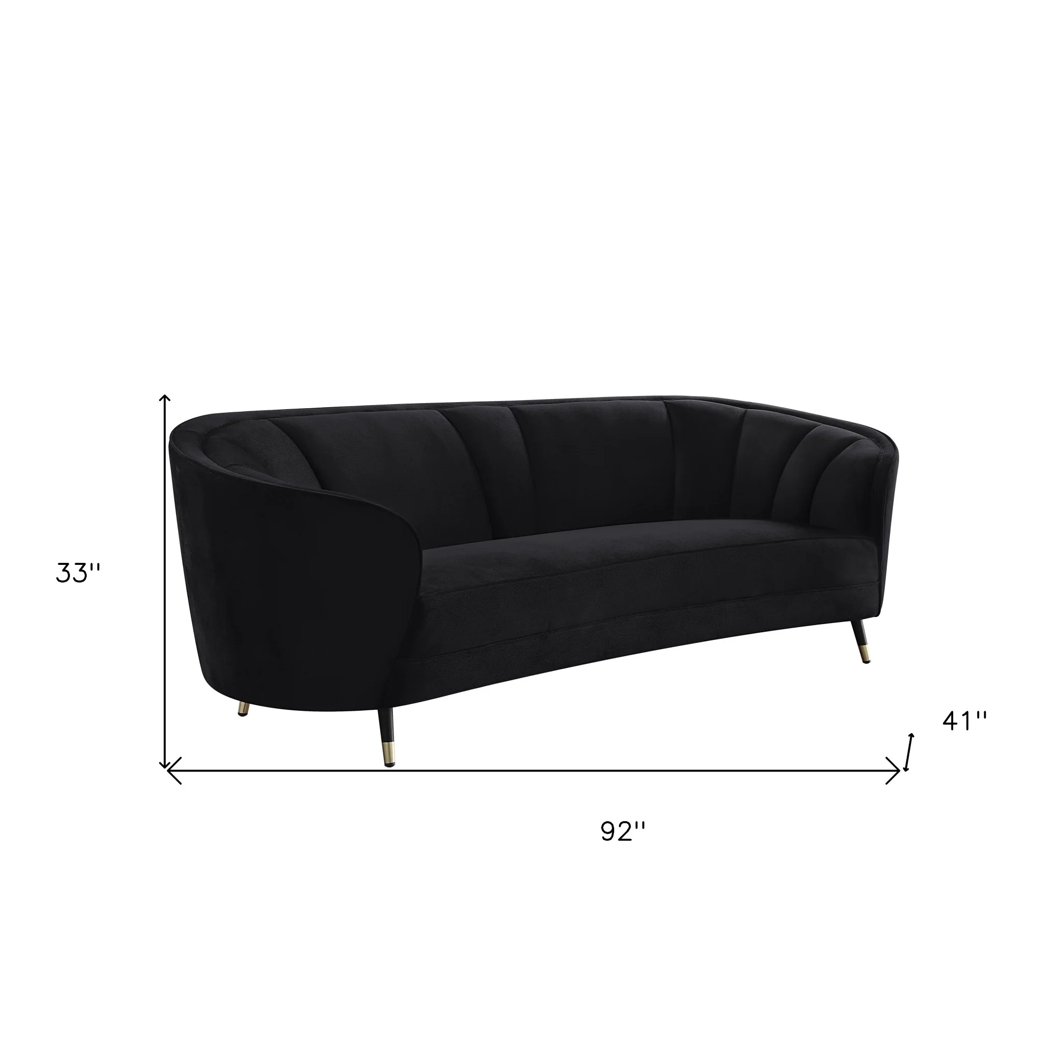 92" Black Velvet Sofa By Homeroots - Image 7