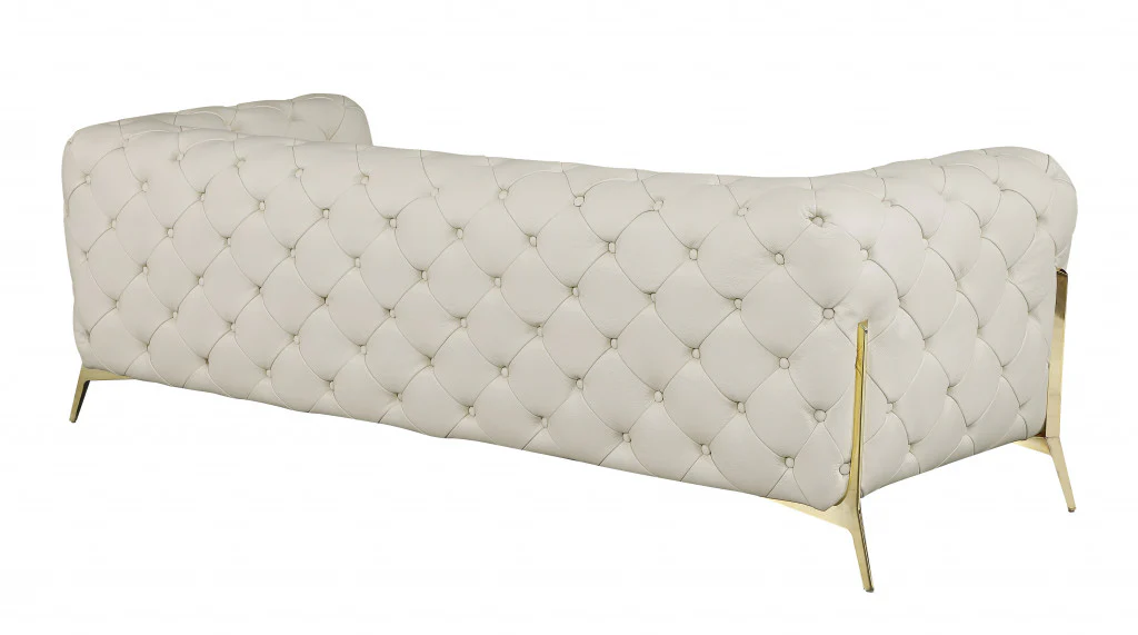 93" Black Genuine Tufted Leather and Chrome Standard Sofa By Homeroots - Image 13