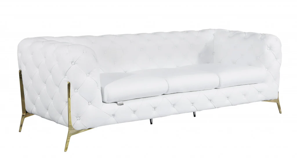 93" Black Genuine Tufted Leather and Chrome Standard Sofa By Homeroots - Image 22