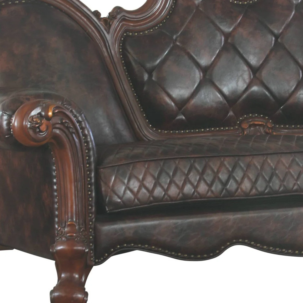 93" Dark Brown Faux Leather Sofa With Three Toss Pillows By Homeroots - Image 3
