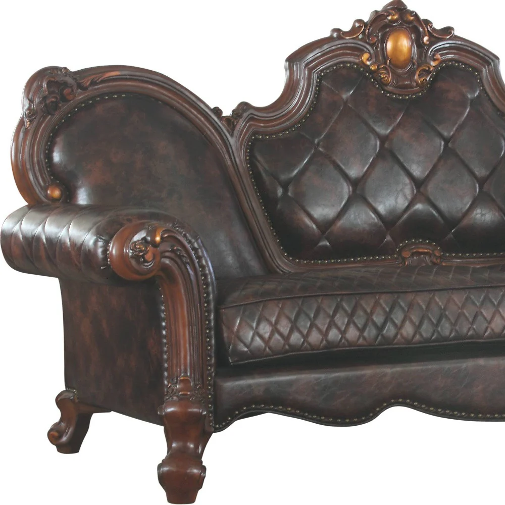 93" Dark Brown Faux Leather Sofa With Three Toss Pillows By Homeroots - Image 4