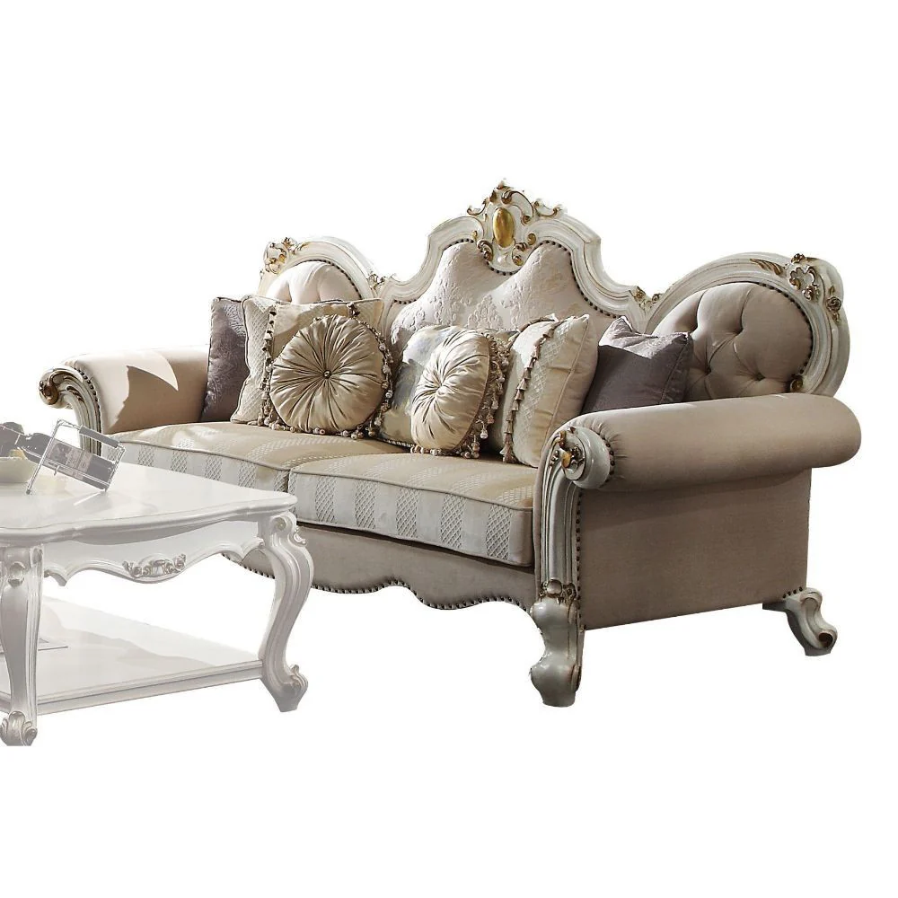 93" Fabric Velvet And Pearl Sofa With Three Toss Pillows By Homeroots - Image 2