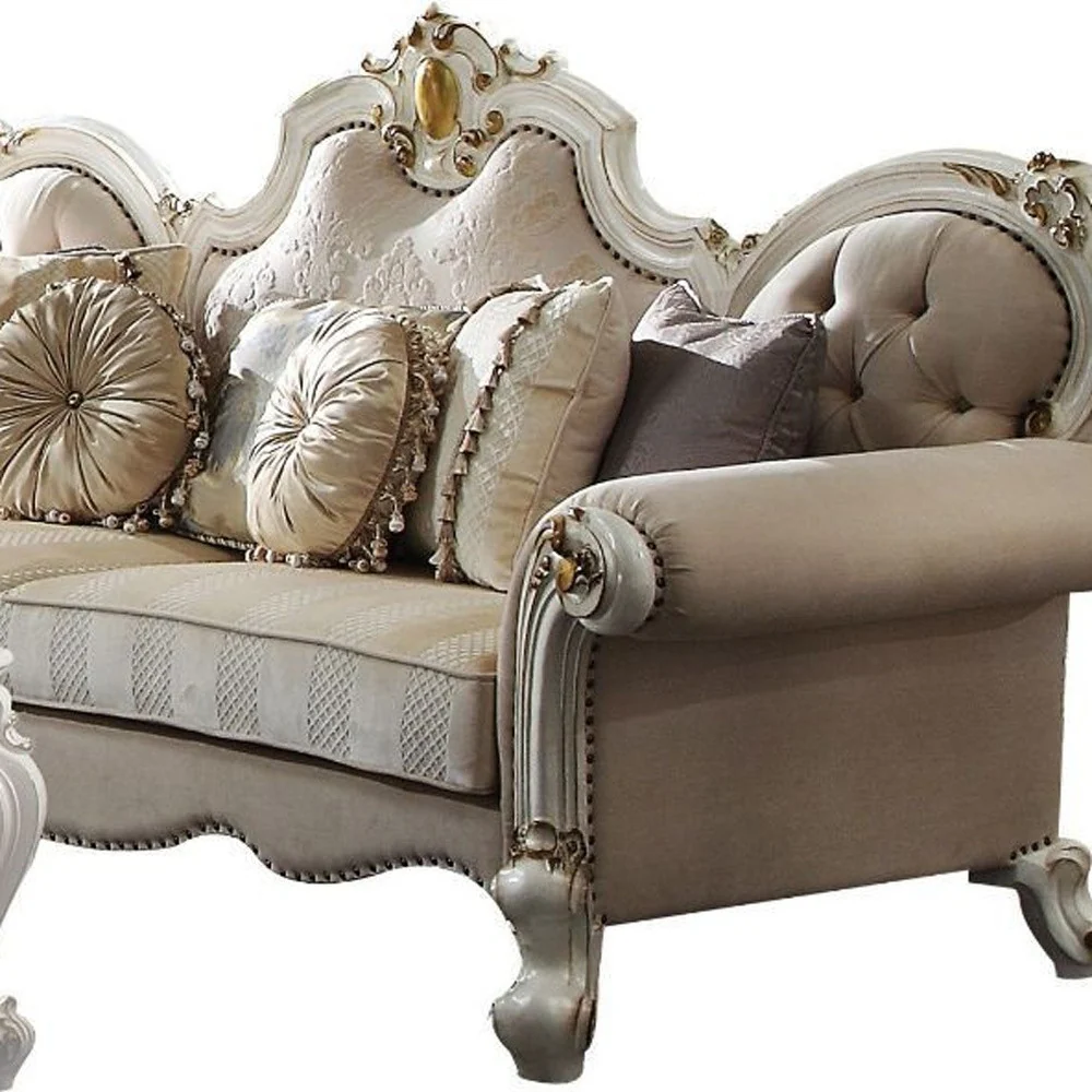 93" Fabric Velvet And Pearl Sofa With Three Toss Pillows By Homeroots - Image 4