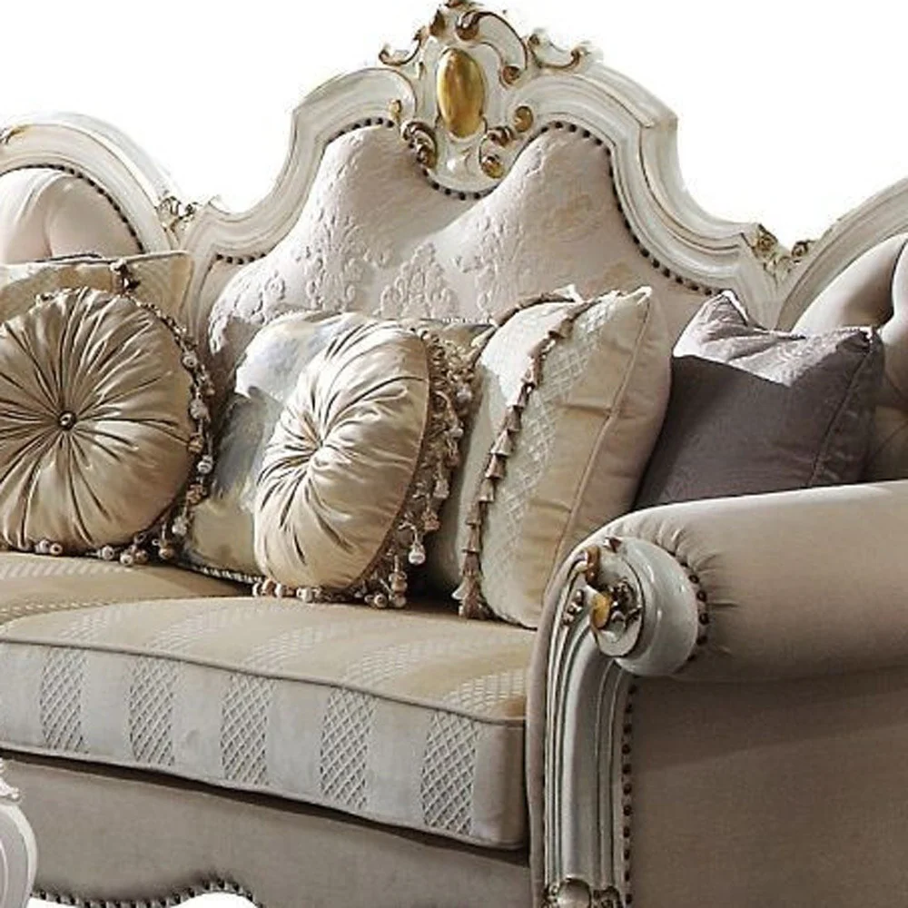 93" Fabric Velvet And Pearl Sofa With Three Toss Pillows By Homeroots - Image 5