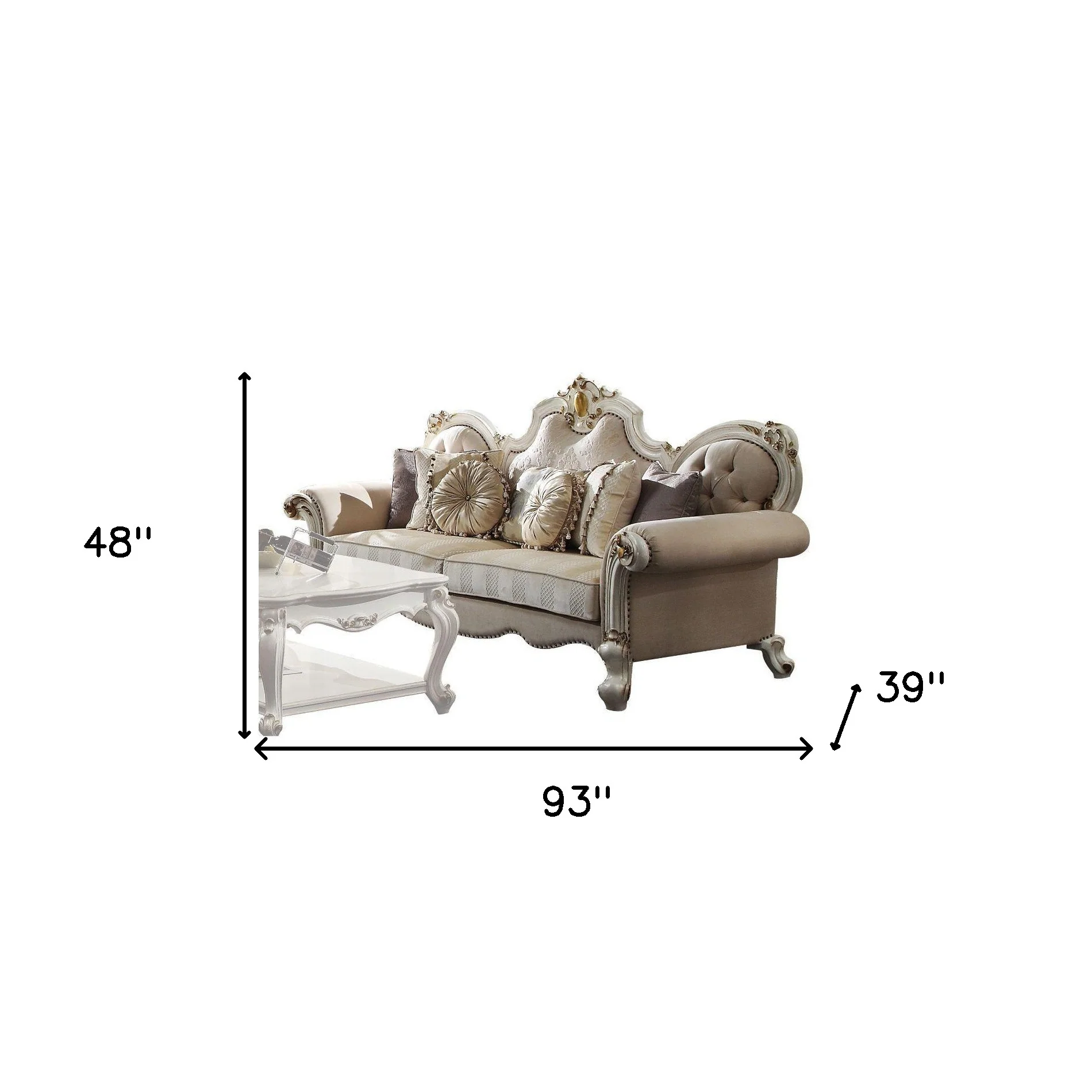93" Fabric Velvet And Pearl Sofa With Three Toss Pillows By Homeroots - Image 6