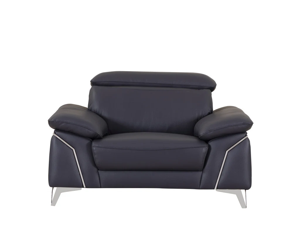 93" Navy Leather Sofa Set By Homeroots - Image 3