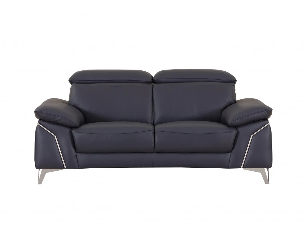 93" Navy Leather Sofa Set By Homeroots - Image 4