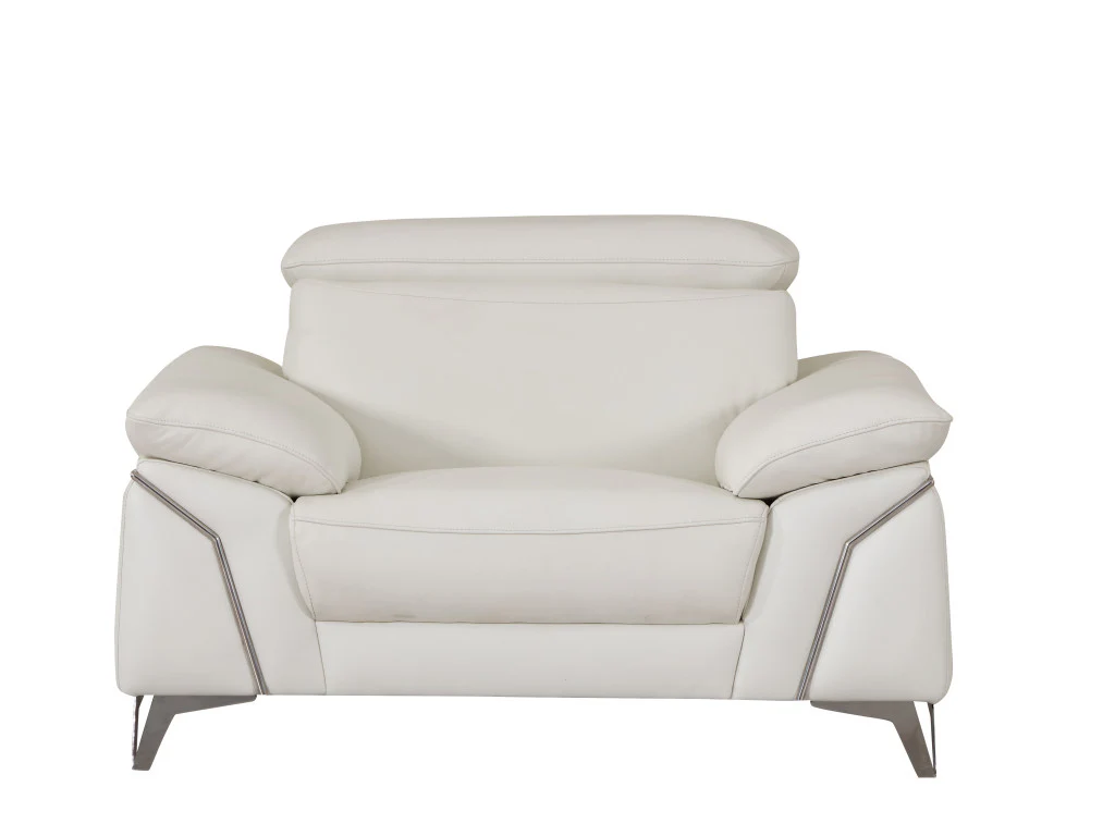 93" White Leather Sofa Set By Homeroots - Image 3