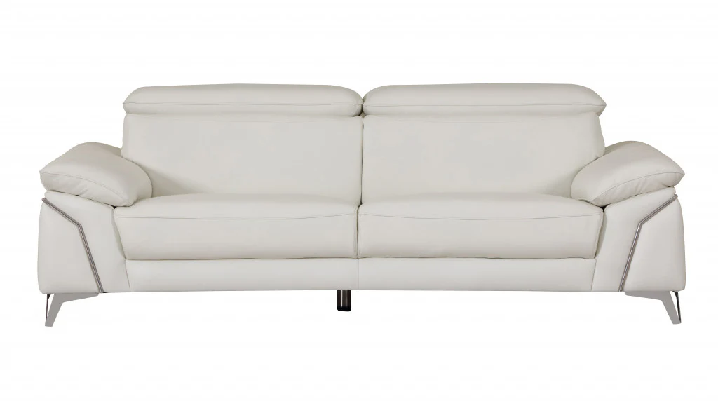 93" White Leather Sofa Set By Homeroots - Image 5