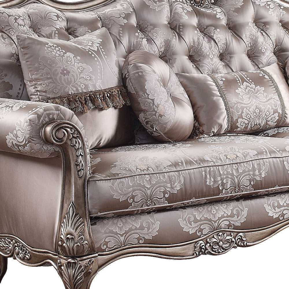 94" Fabric Imitation silk And Champagne Sofa With Five Toss Pillows By Homeroots - Image 3