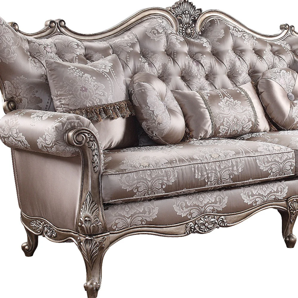 94" Fabric Imitation silk And Champagne Sofa With Five Toss Pillows By Homeroots - Image 4
