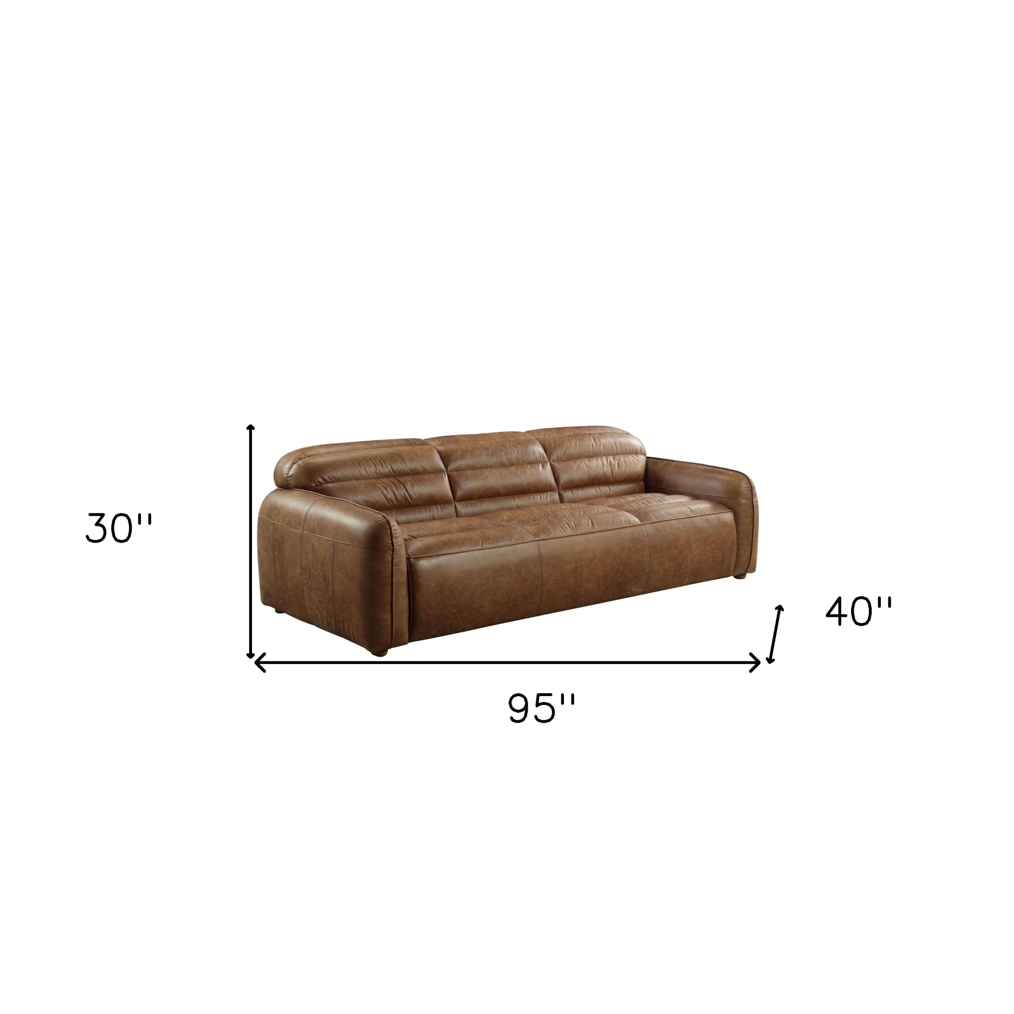 95" Cocoa Top Grain Leather And Black Sofa By Homeroots - Image 6