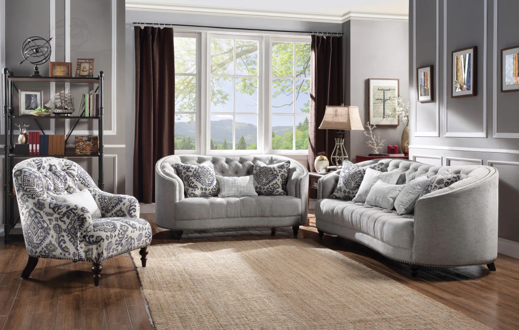 95" Light Gray Linen And Black Sofa With Five Toss Pillows By Homeroots - Image 4
