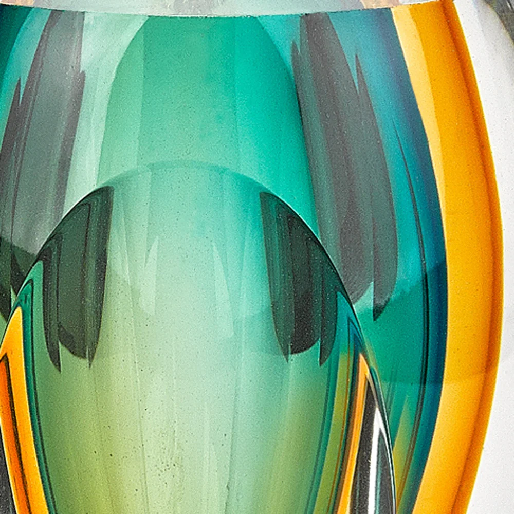 95 Mouth Blown Amber and Green Art Glass Vase By Homeroots - Image 4