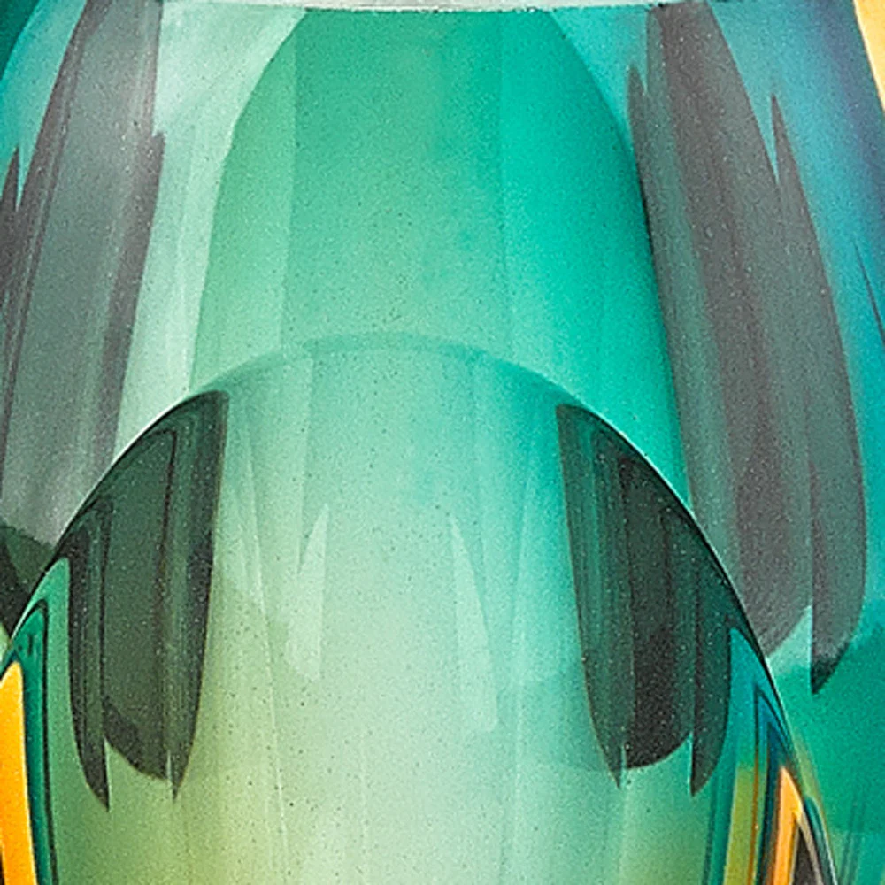 95 Mouth Blown Amber and Green Art Glass Vase By Homeroots - Image 5