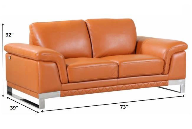 96" Lovely Camel Leather Sofa Set By Homeroots - Image 2