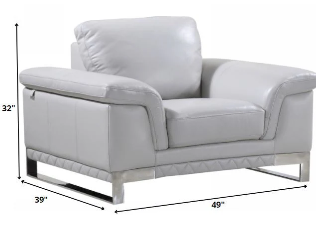 96" Lovely Light Gray Leather Sofa Set By Homeroots - Image 2