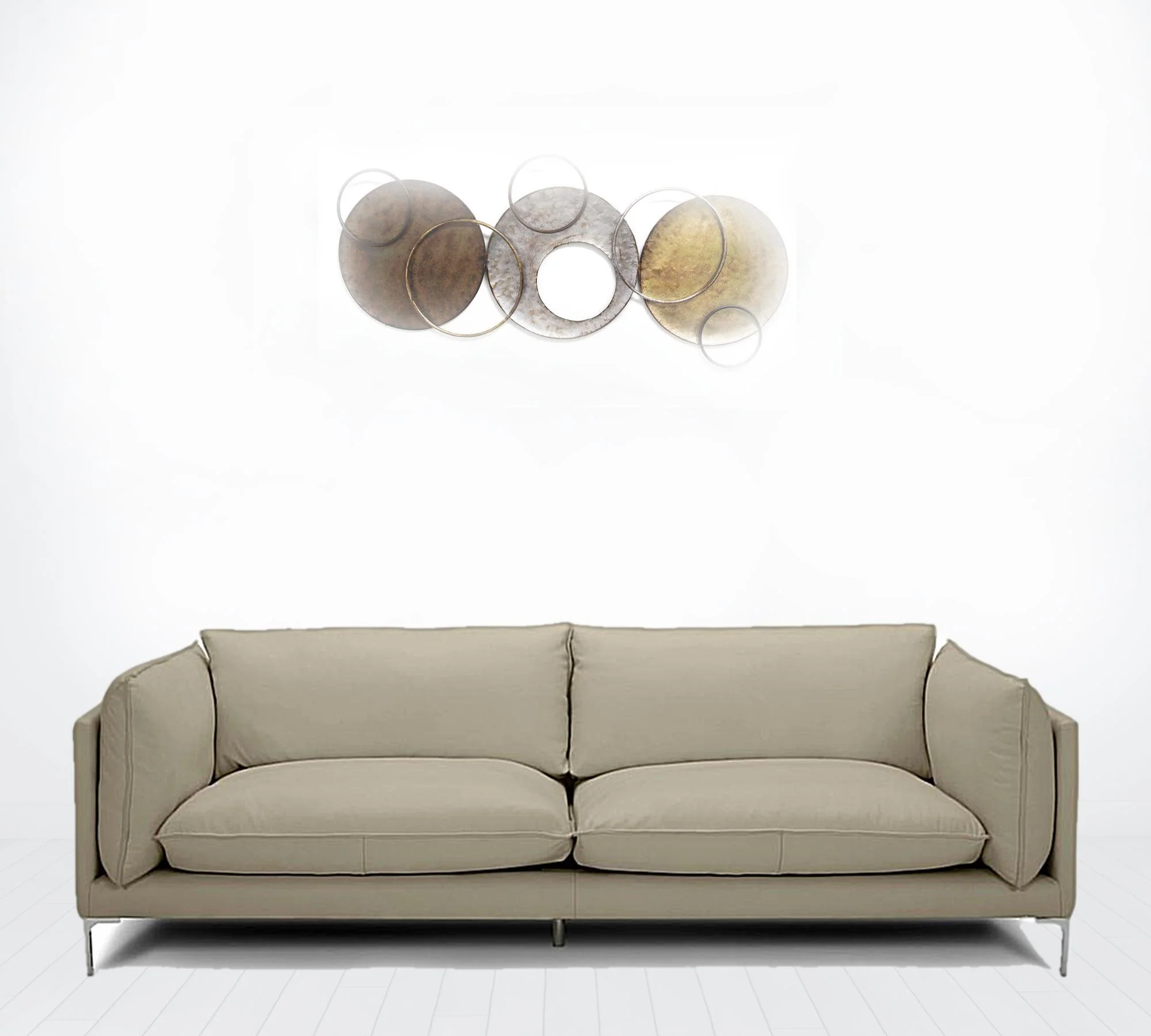 96" Taupe Top Grain Leather Sofa By Homeroots - Image 2