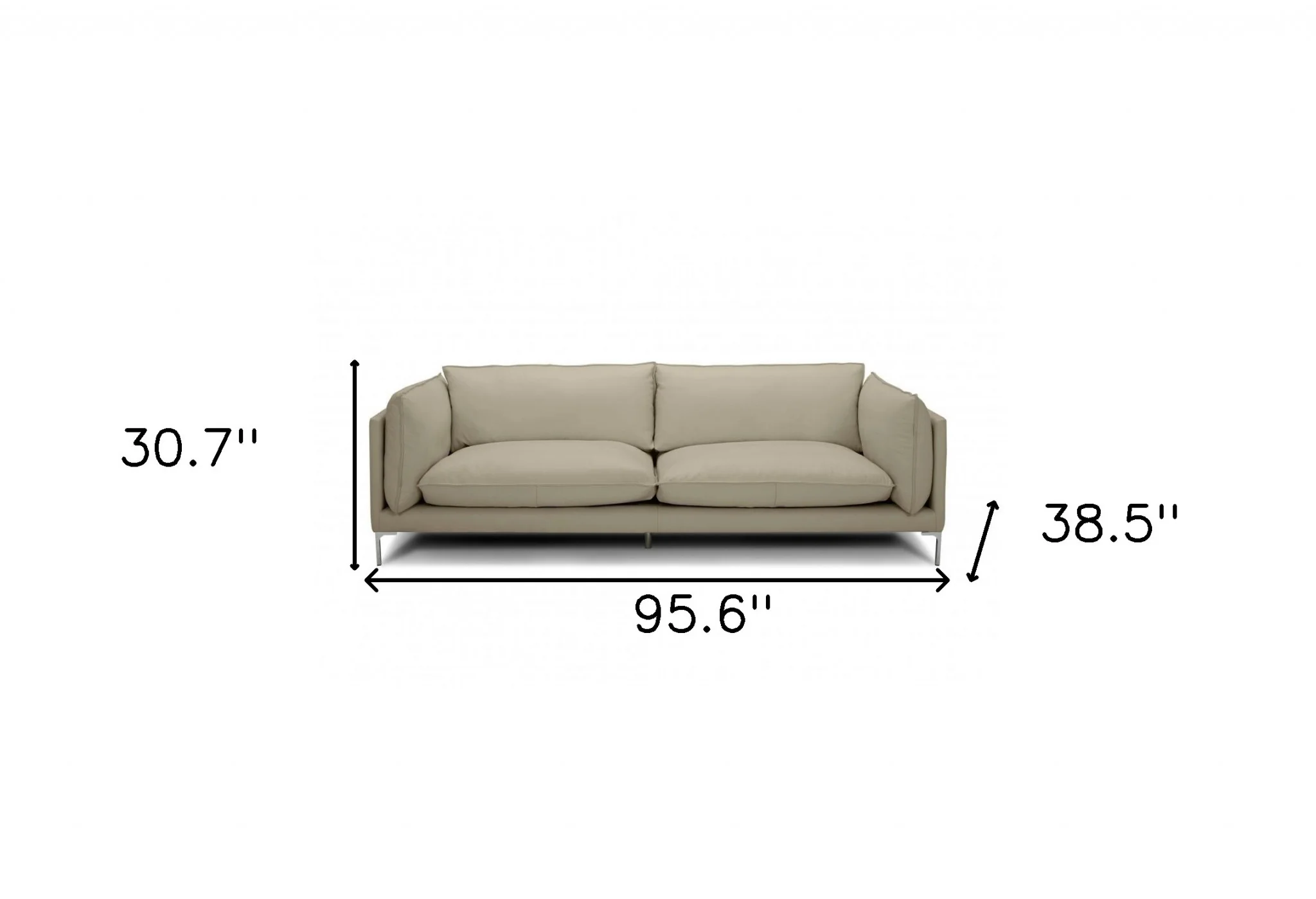 96" Taupe Top Grain Leather Sofa By Homeroots - Image 5