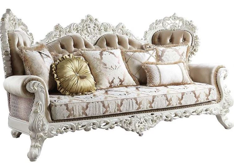 97" Fabric Polyester And White Sofa With Seven Toss Pillows By Homeroots - Image 3