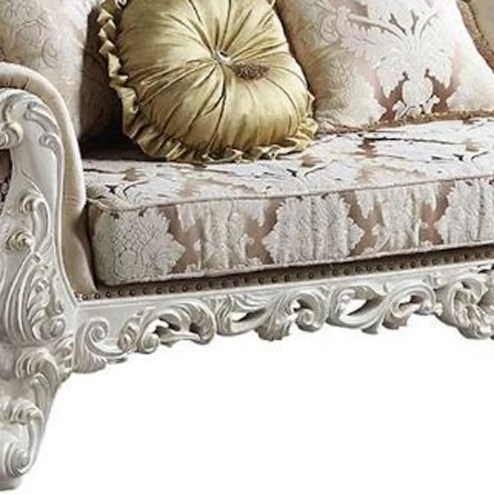 97" Fabric Polyester And White Sofa With Seven Toss Pillows By Homeroots - Image 4