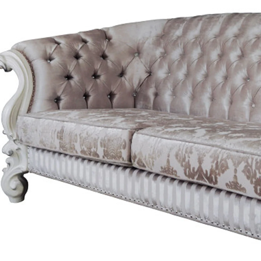 99" Ivory Velvet And Bone Sofa With Seven Toss Pillows By Homeroots - Image 3