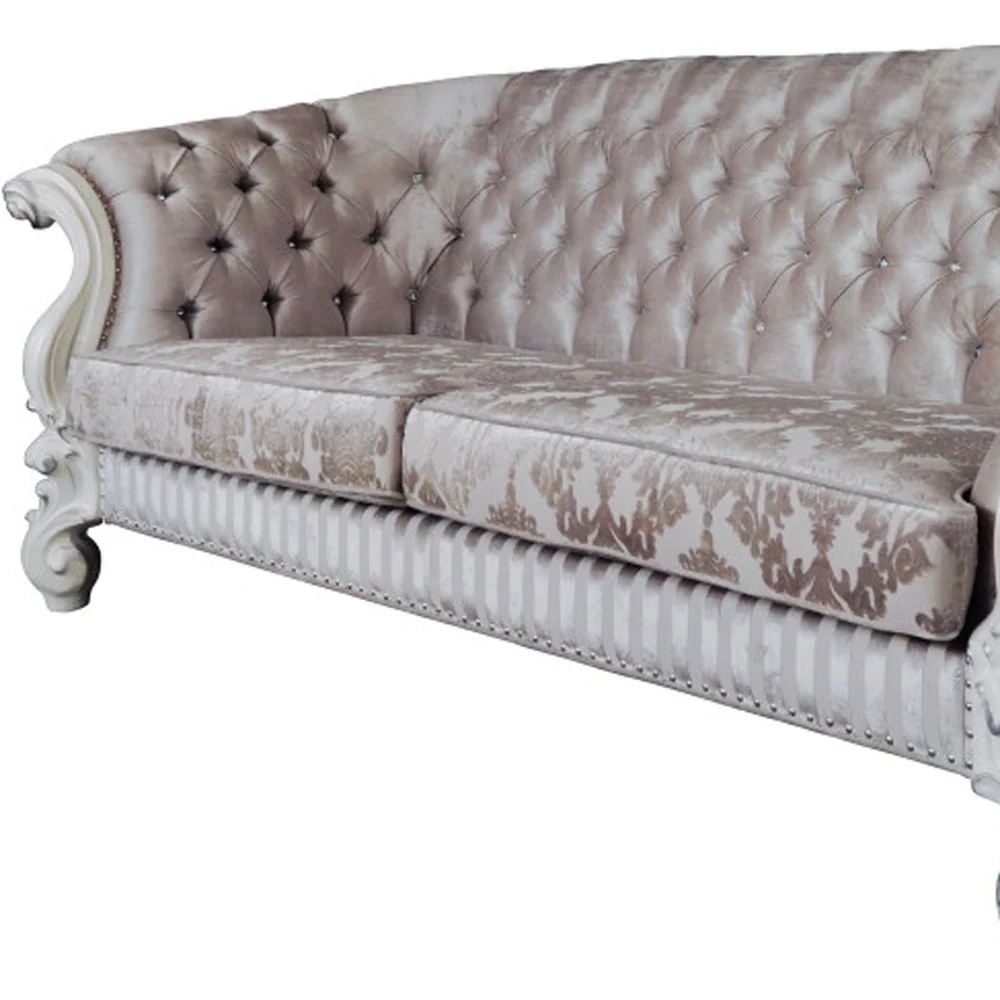 99" Ivory Velvet And Bone Sofa With Seven Toss Pillows By Homeroots - Image 4