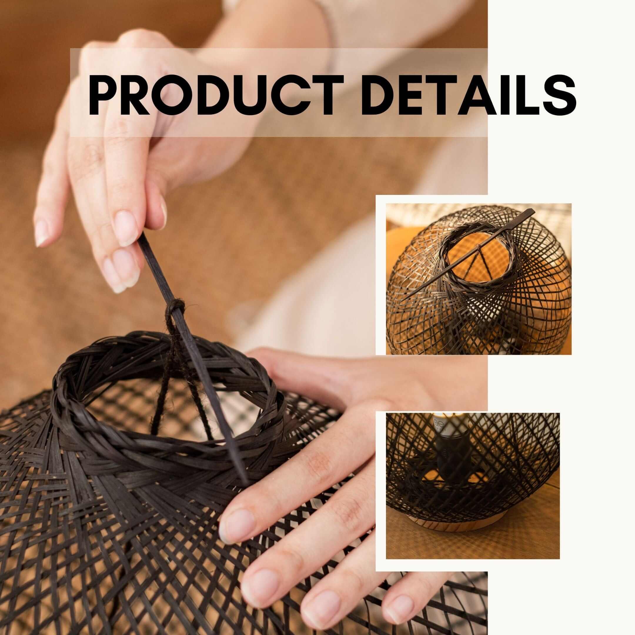 A Da - Bamboo Boho Table Lamp - Natural Elegance Illuminated (Black) By Thaihome - Image 2