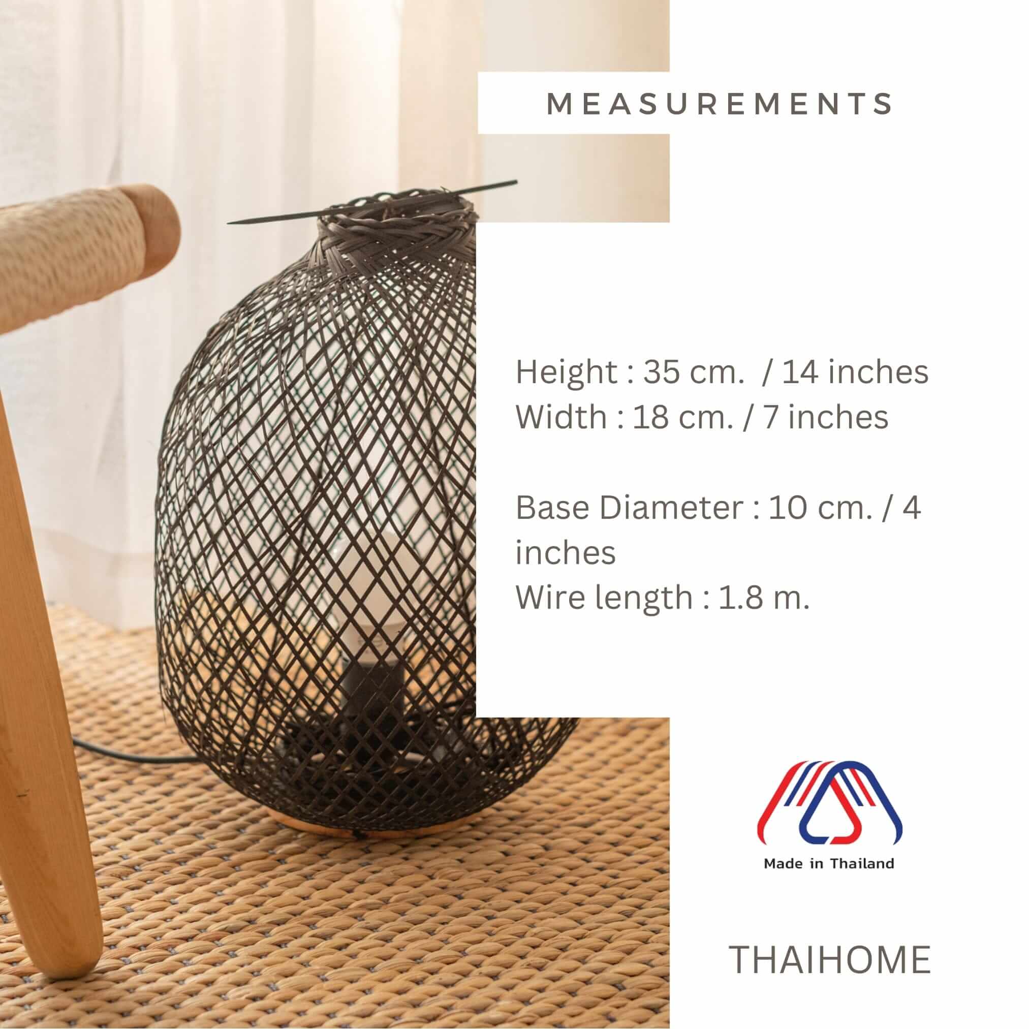 A Da - Bamboo Boho Table Lamp - Natural Elegance Illuminated (Black) By Thaihome - Image 3