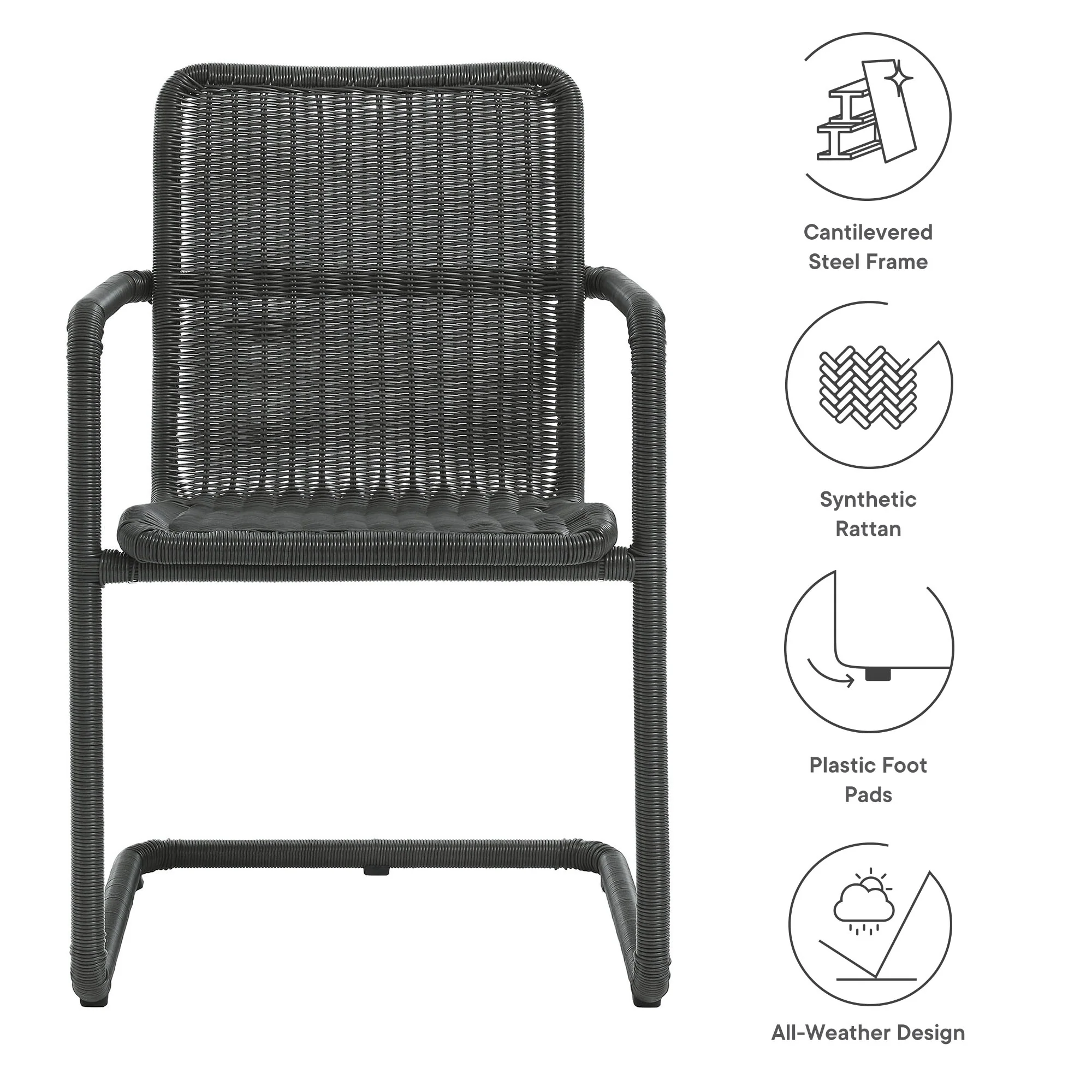 Abacus Outdoor Patio Wicker Dining Chairs Set of 2 by Modway - Image 19
