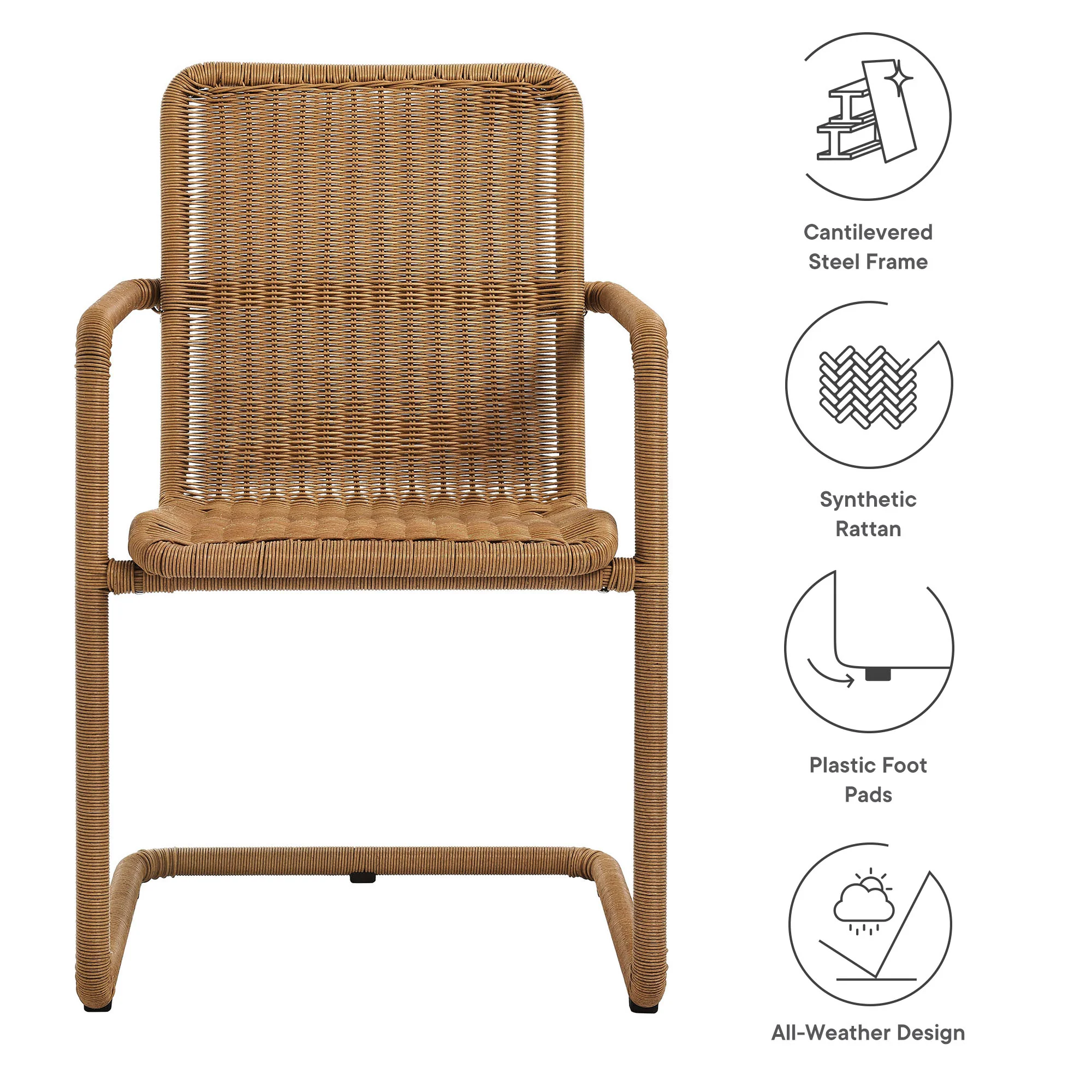 Abacus Outdoor Patio Wicker Dining Chairs Set of 2 by Modway - Image 9