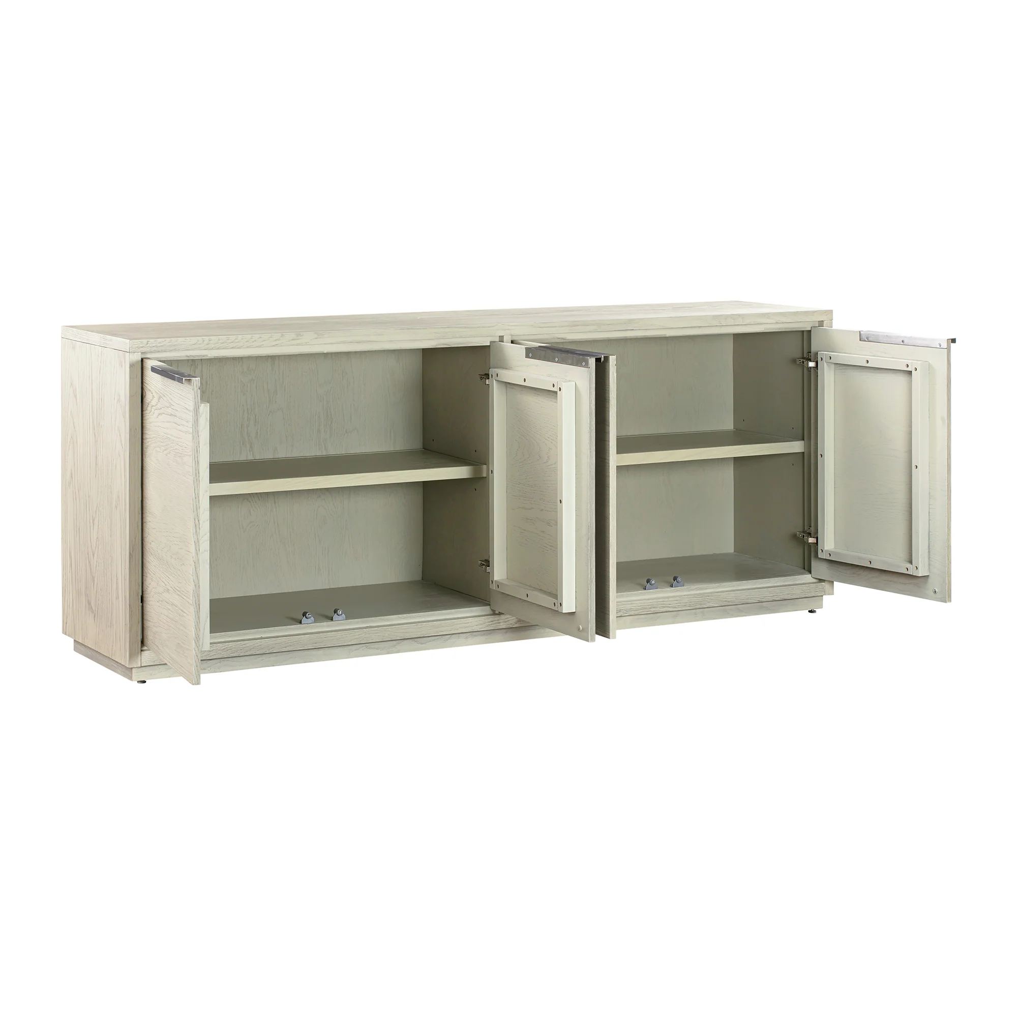 Abbey 4 Door Sideboard Buffet in Grey Oak Wood By Armen Living - Image 4