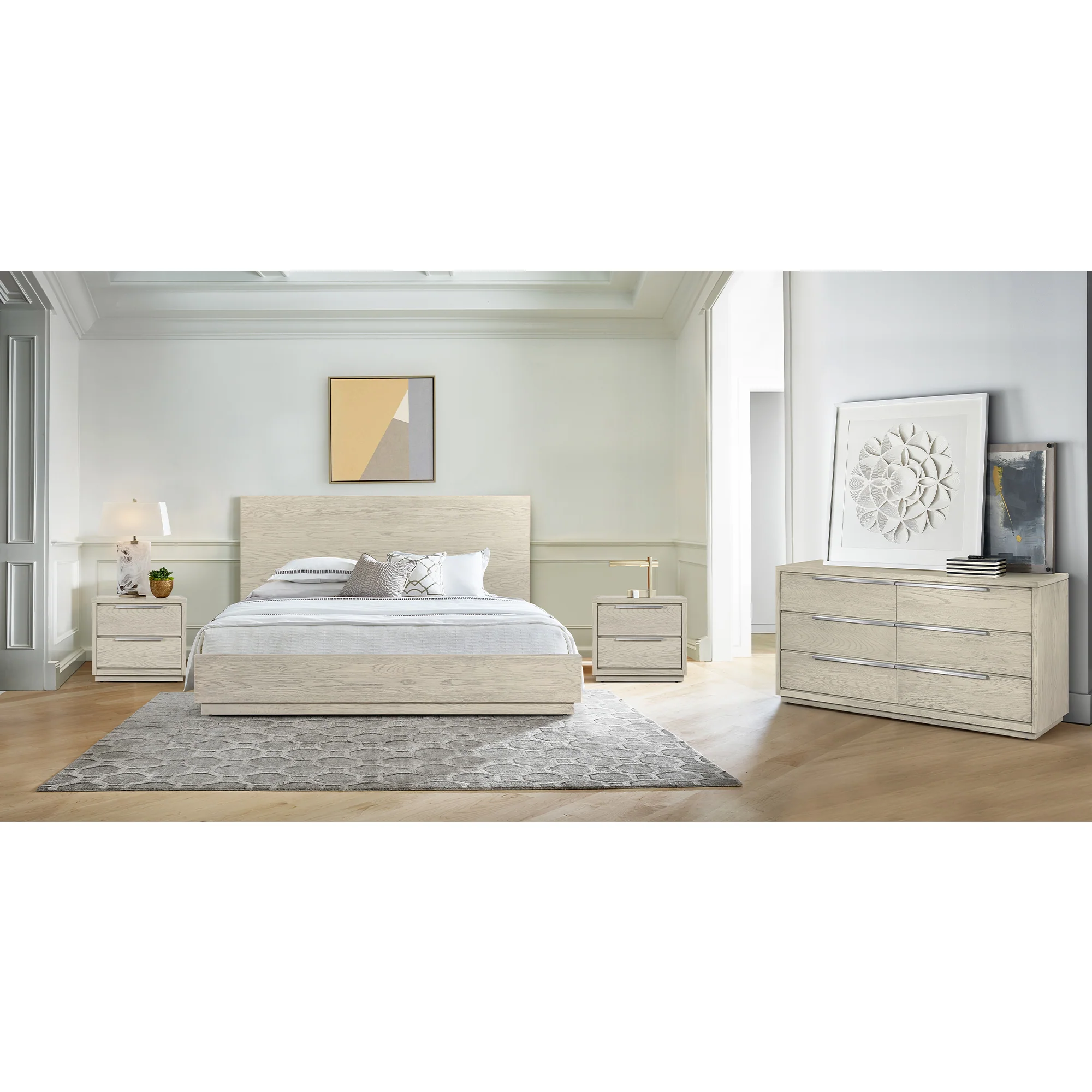 Abbey 6 Drawer Dresser in Grey Oak Wood By Armen Living - Image 3