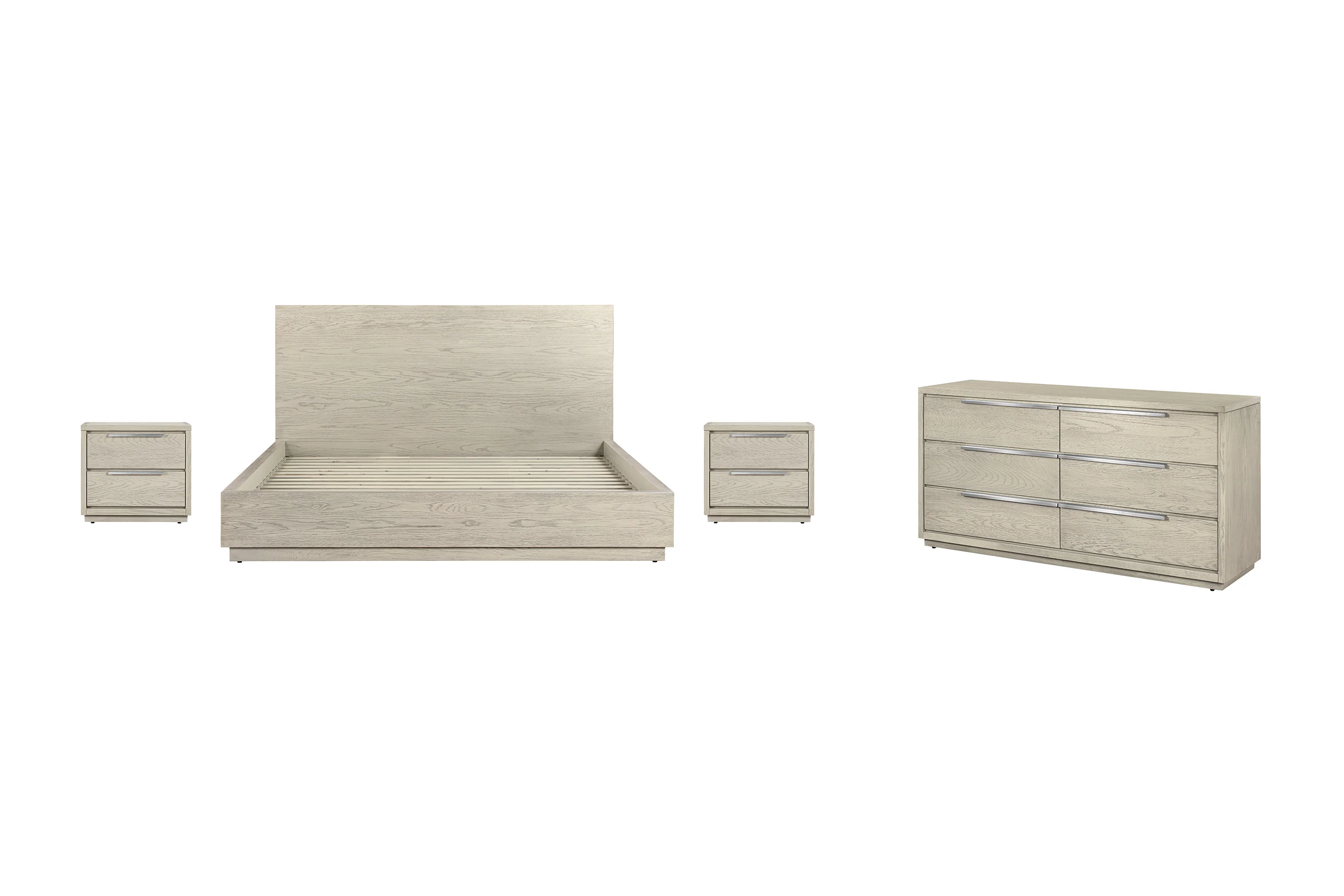 Abbey King 4 Piece Bedroom Set in Grey Oak Wood By Armen Living - Image 2