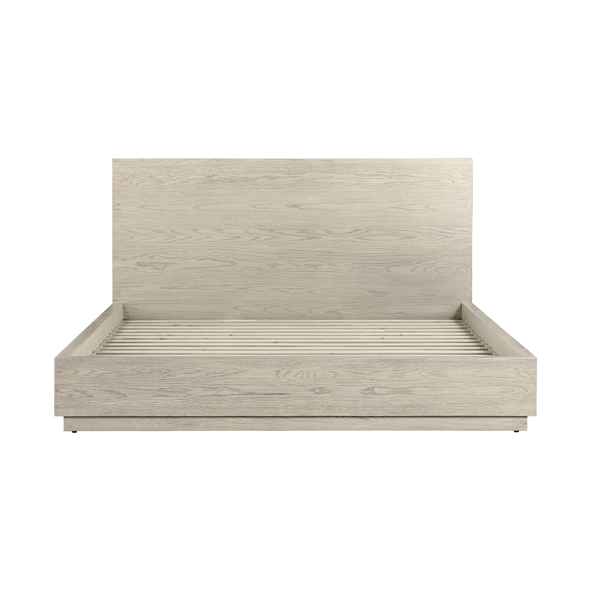 Abbey King Platform Bed Frame in Grey Oak Wood By Armen Living - Image 2