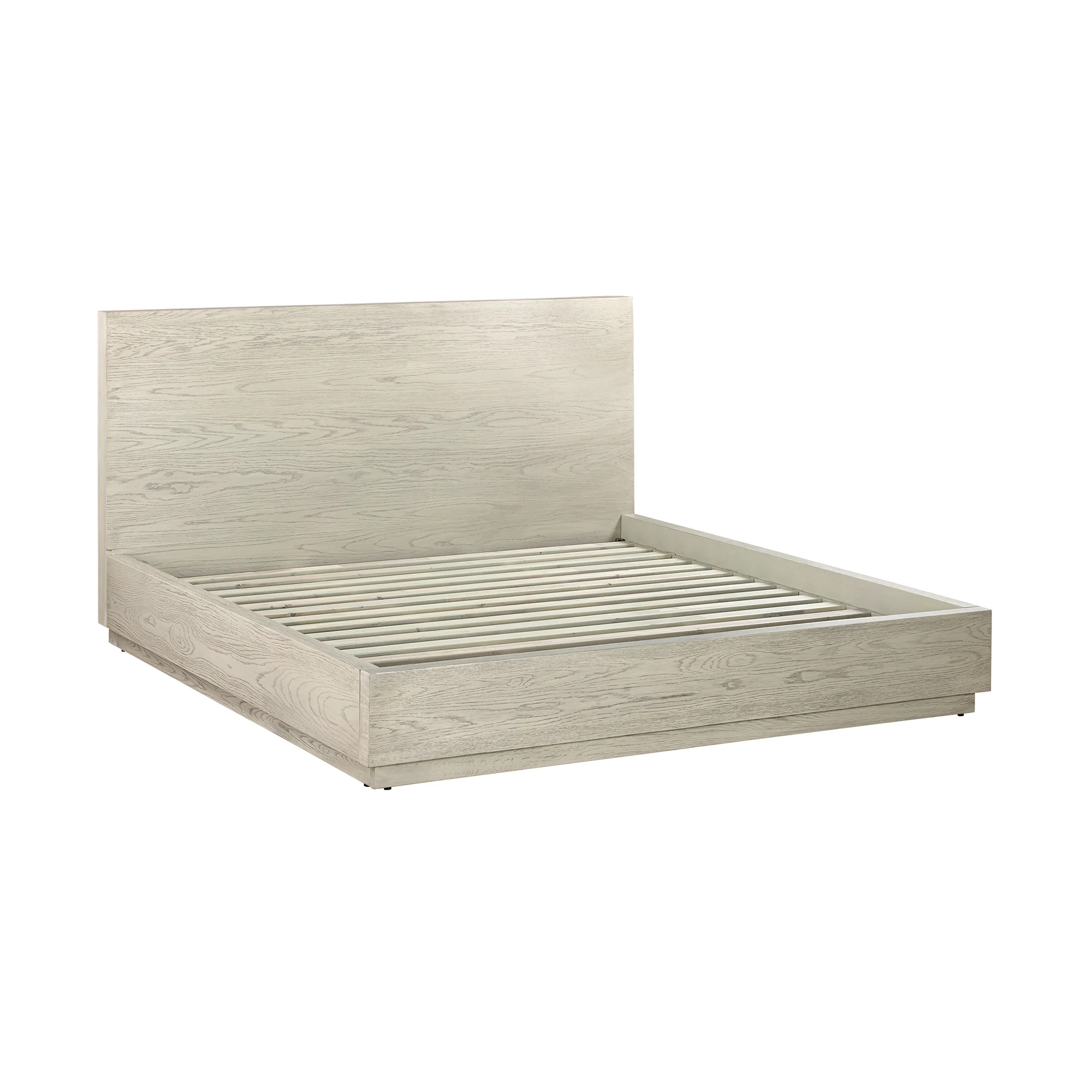 Abbey King Platform Bed Frame in Grey Oak Wood By Armen Living - Image 3