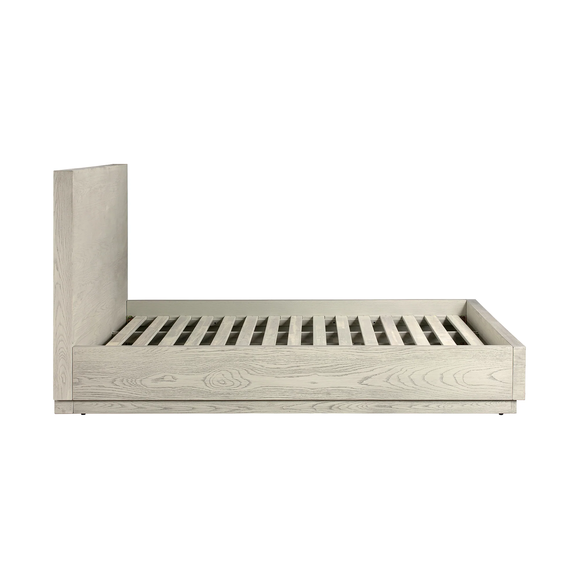Abbey King Platform Bed Frame in Grey Oak Wood By Armen Living - Image 4