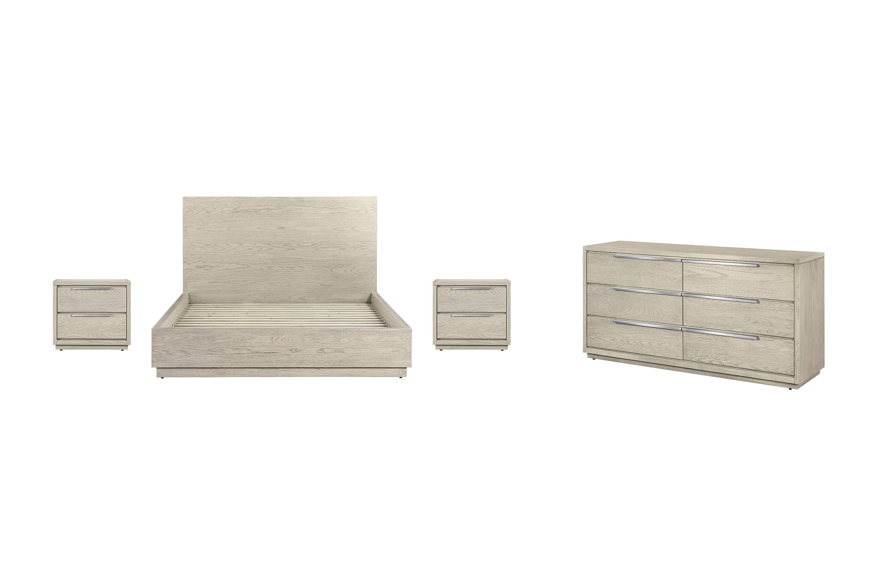 Abbey Queen 4 Piece Bedroom Set in Grey Oak Wood By Armen Living - Image 2