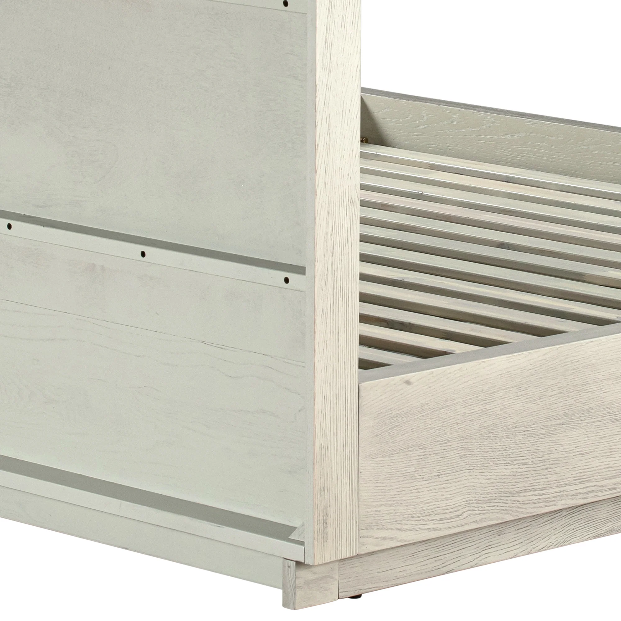 Abbey Queen Platform Bed Frame in Grey Oak Wood By Armen Living - Image 7