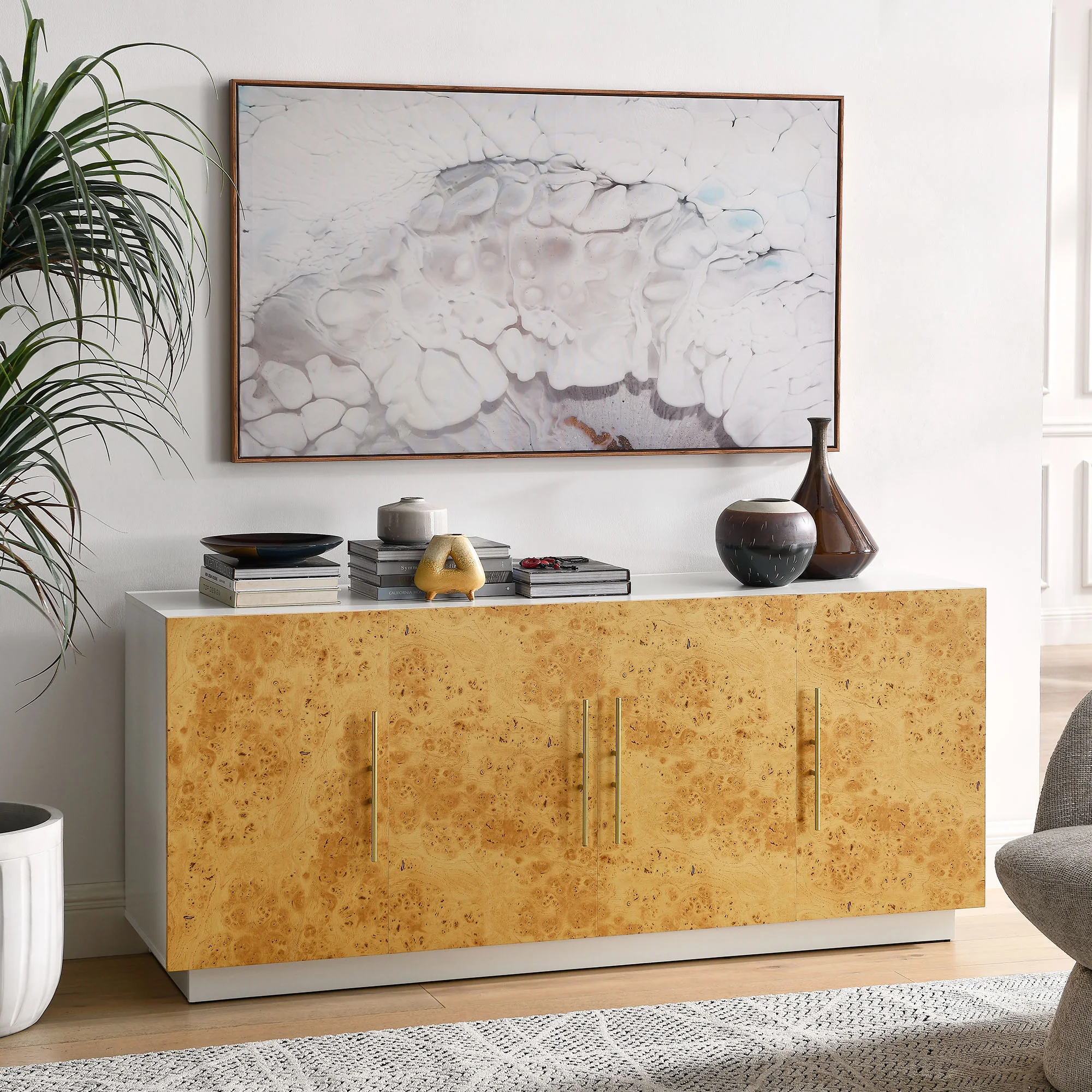 Abel 69 Inch Burl Wood Sideboard Buffet TV Stand by Modway - Image 9