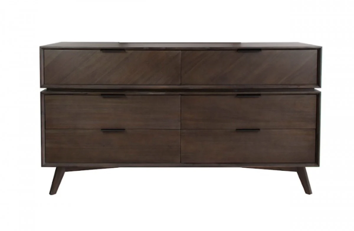 Acacia Solid Wood Six Drawer Double Dresser By Homeroots - Image 8