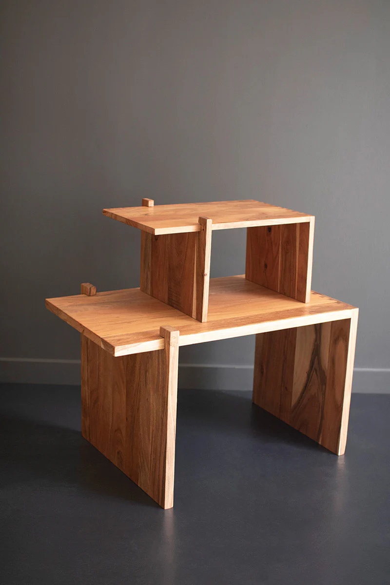 Acacia Wood Adjustable Riser By Kalalou - Image 2