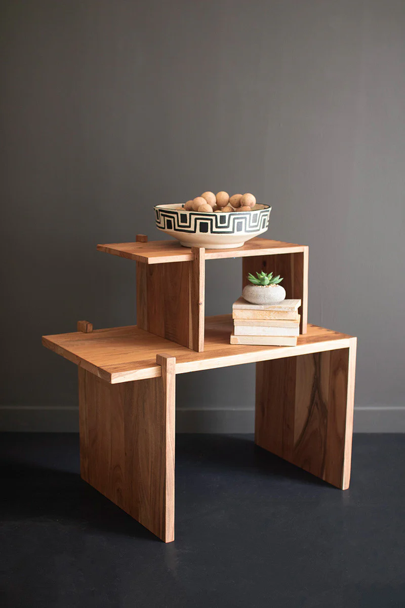 Acacia Wood Adjustable Riser By Kalalou - Image 3