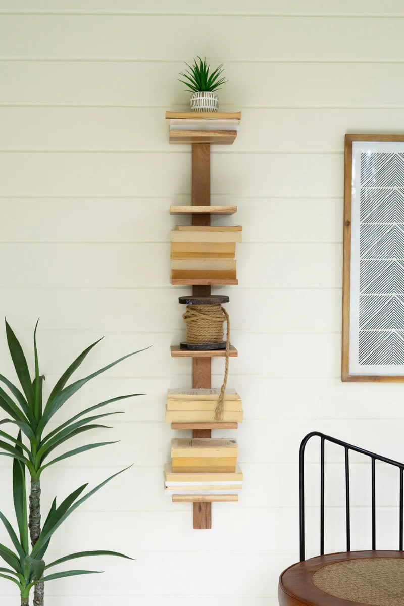 Acacia Wood Six Tiered Vertical Shelf By Kalalou - Image 2