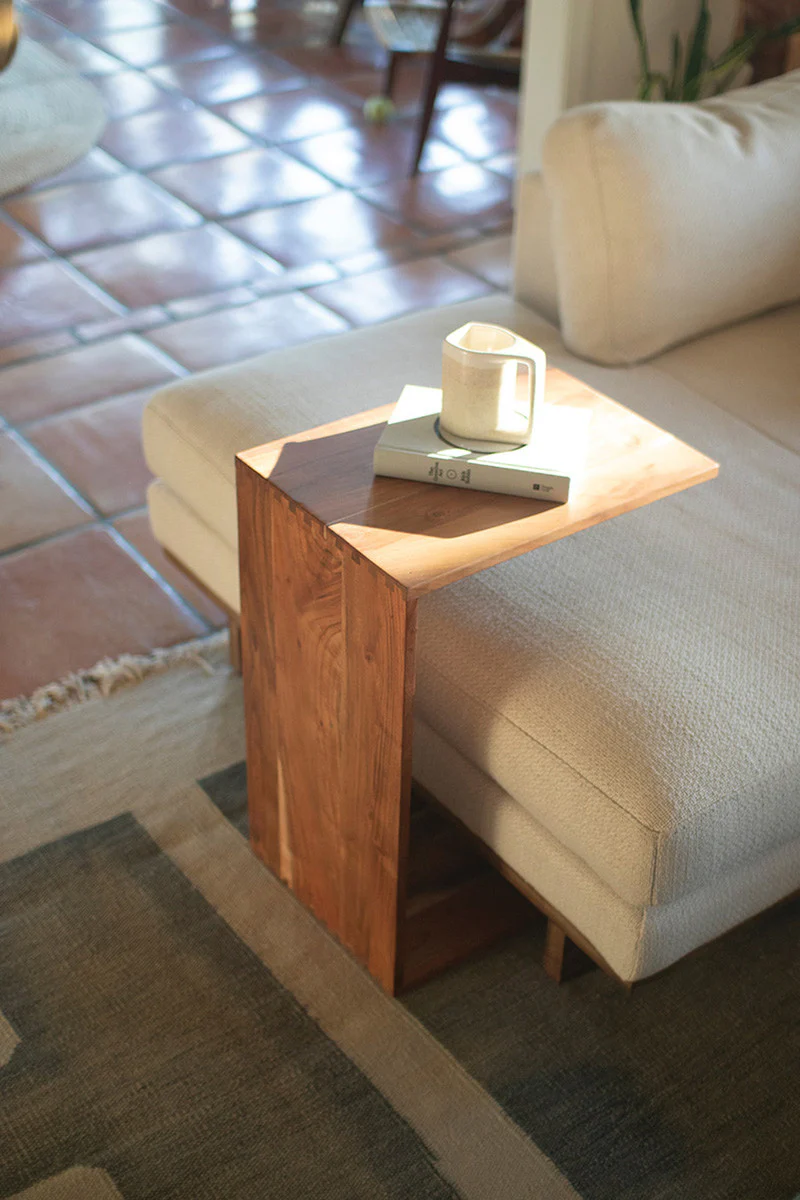Acacia Wood Sofa Accent Table By Kalalou - Image 2