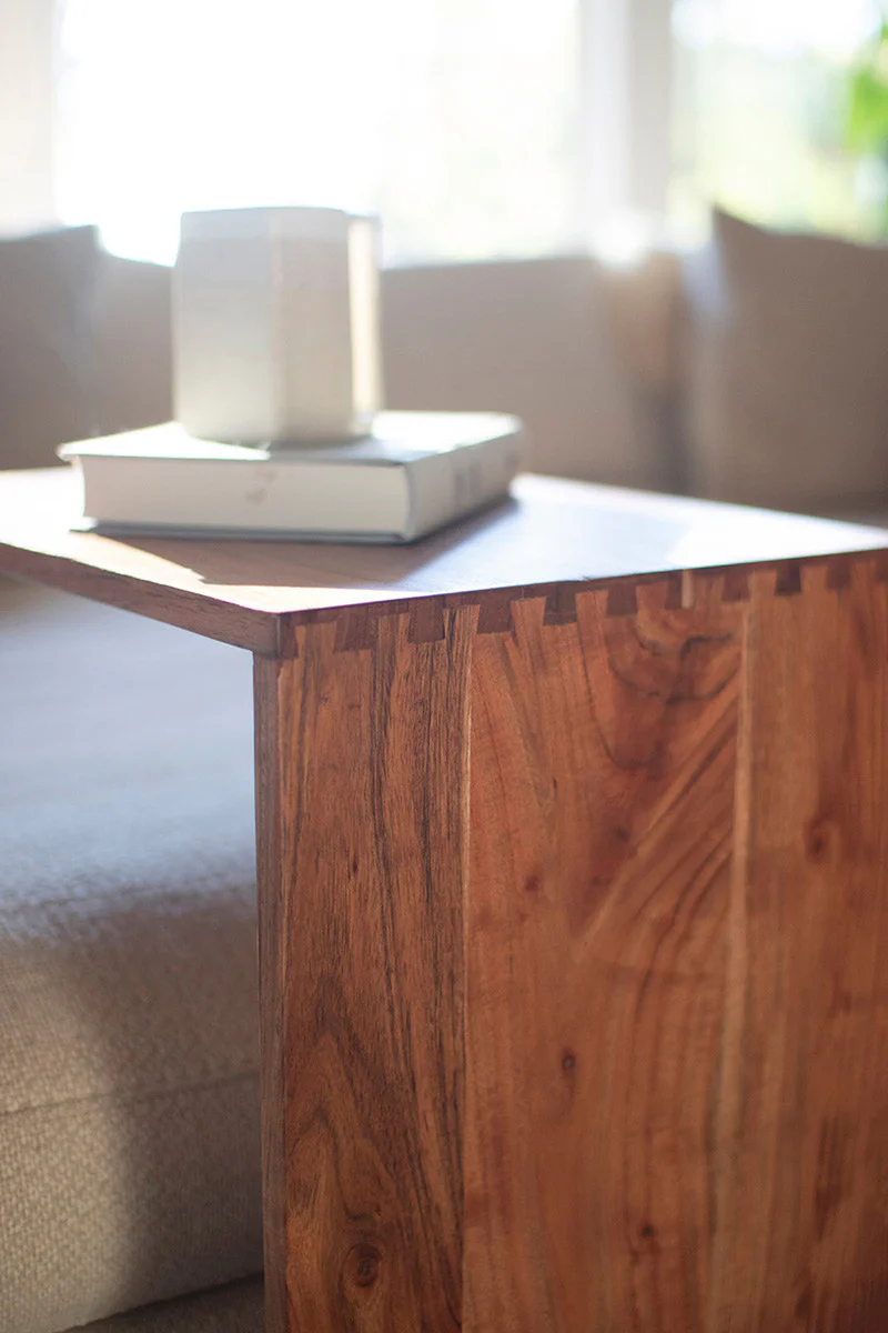 Acacia Wood Sofa Accent Table By Kalalou - Image 3