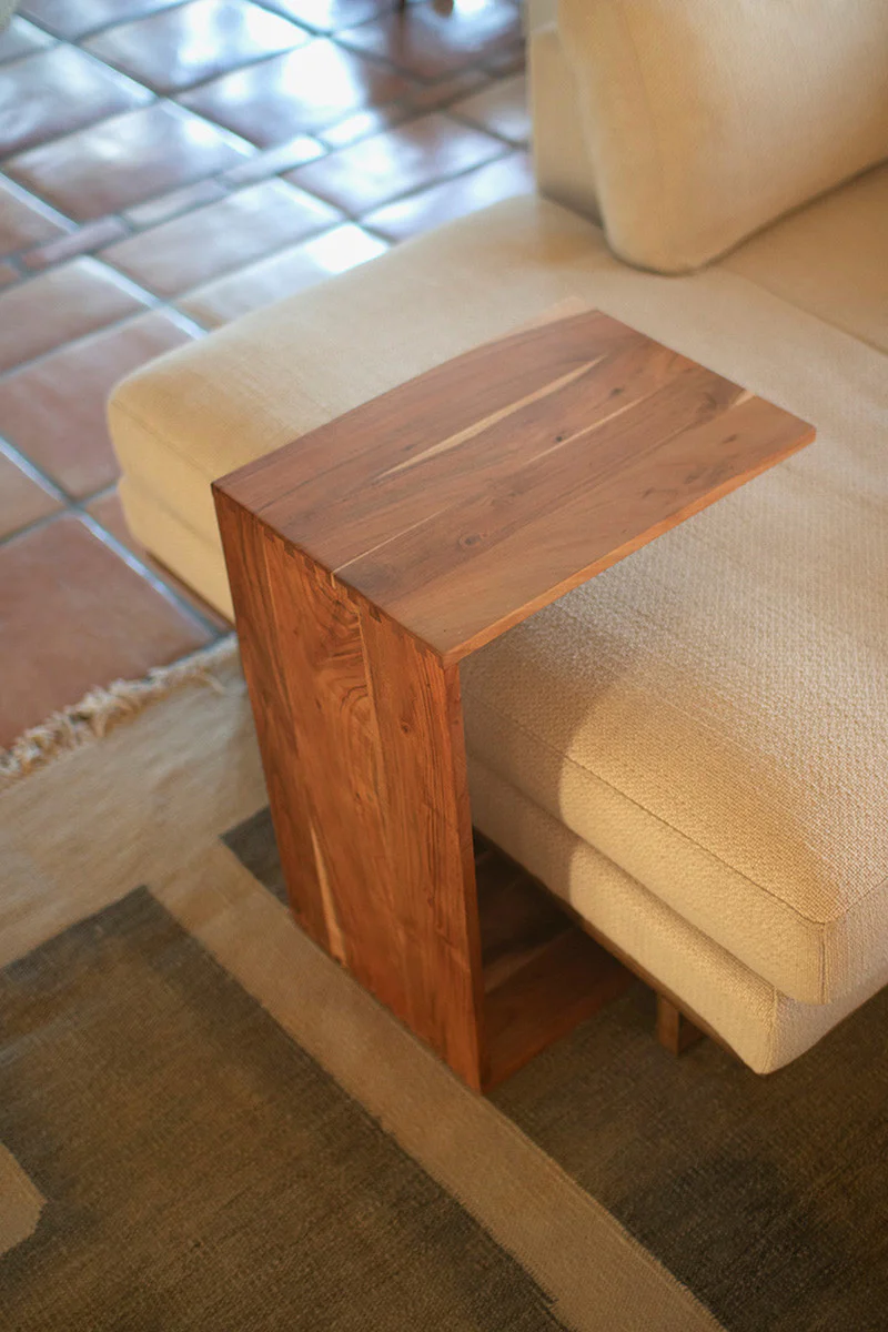 Acacia Wood Sofa Accent Table By Kalalou - Image 4