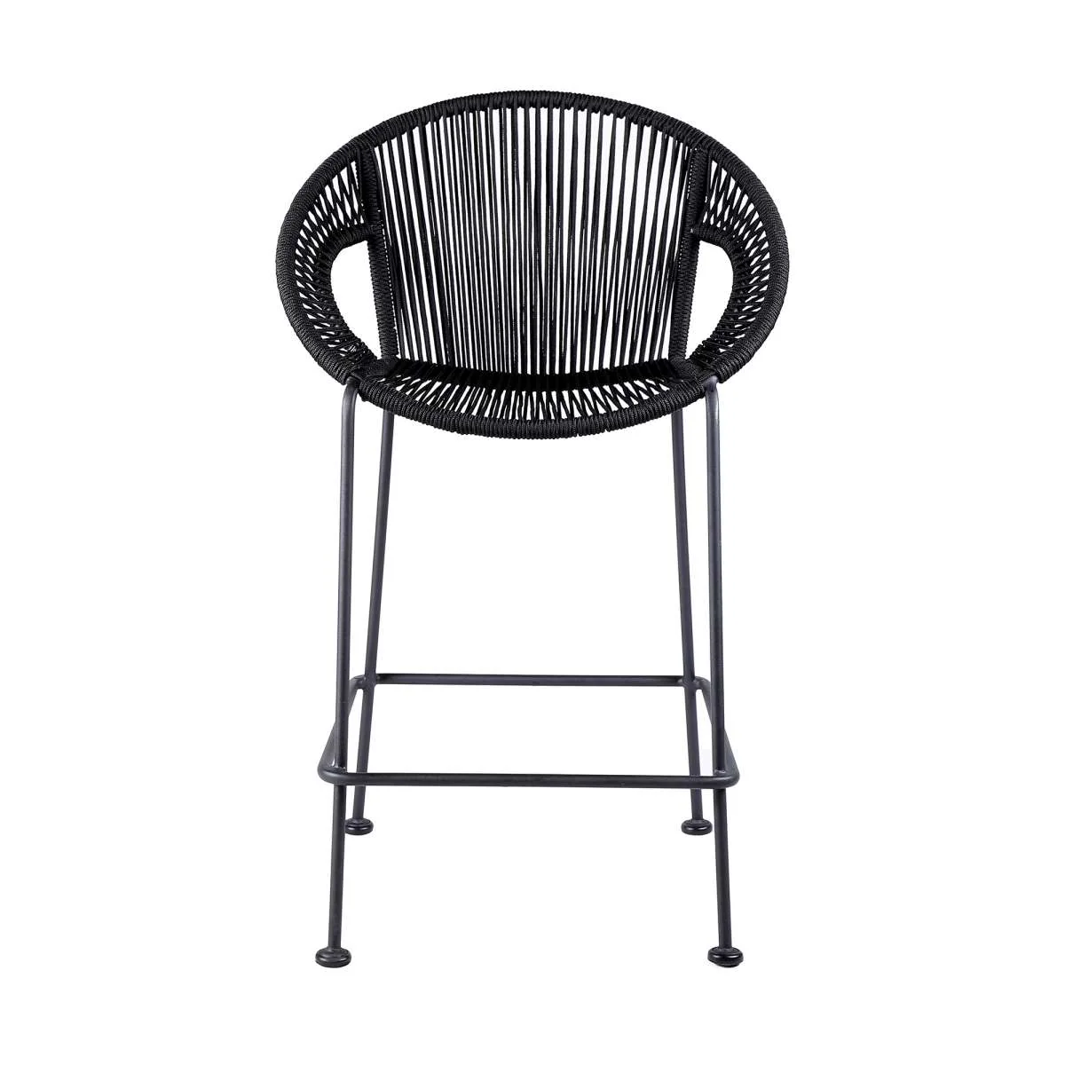 Acapulco 26" Indoor Outdoor Steel Bar Stool with Black Rope By Armen Living - Image 3