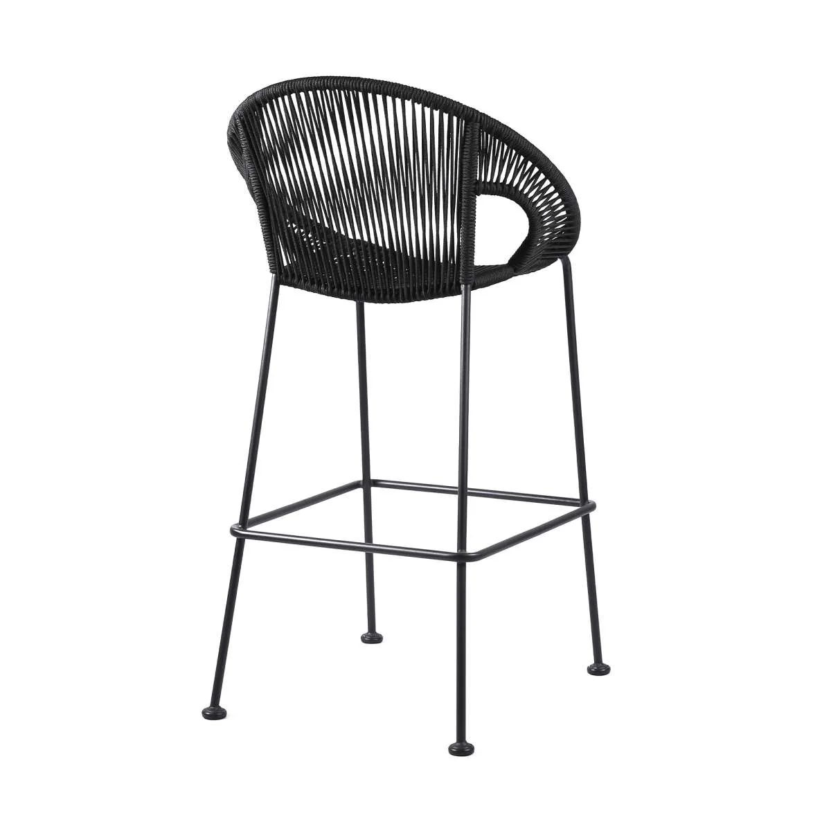 Acapulco 26" Indoor Outdoor Steel Bar Stool with Black Rope By Armen Living - Image 4